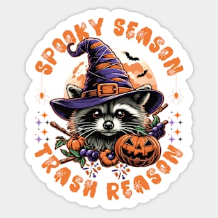 Halloween Spooky Season, Funny Sarcastic Witch Raccoon Trash  Pumpkin Sticker